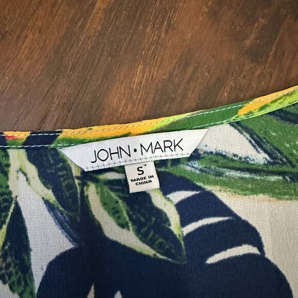 JOHN MARK Washable Silk Tunic Top Multicolor Floral Slit Sleeve Artsy - Picture 8 of 12